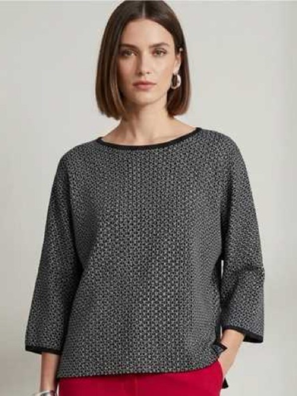 Max Studio London Black & Ivory Geometric Top - Size XL